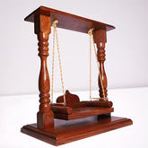 ONIJA Wooden Laddu Gopal Jhula | Shri Krishna Jhula | Wooden Kanhajj Jhula (Brown, 12X11X7), Seat Size :- (7"X5"), 17.8 Centimeters, 17.78 CM, 30.48 CM